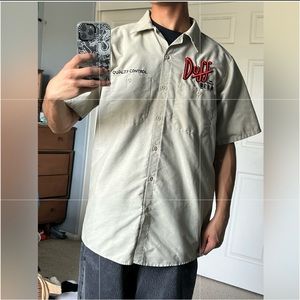boxy cartoon simpsons duff tan work shirt